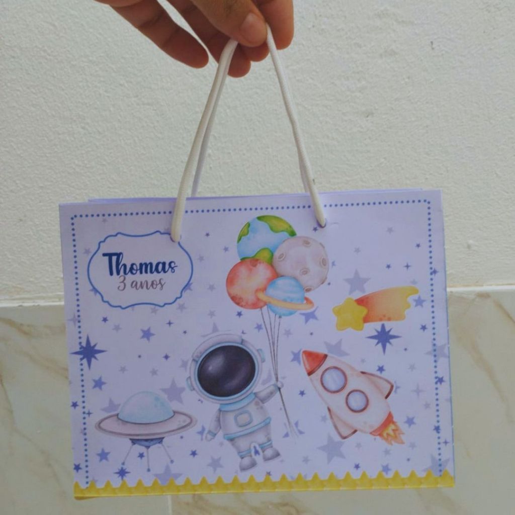 Sacolinha ASTRONAUTA Personalizado Sacolinha Lembrancinha Aniversário ASTRONAUTA PEGUE MONTE