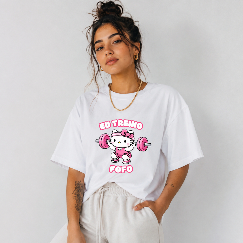 Camiseta Oversized Feminina Fitness Treino Fofo Academia Estampada Confortável