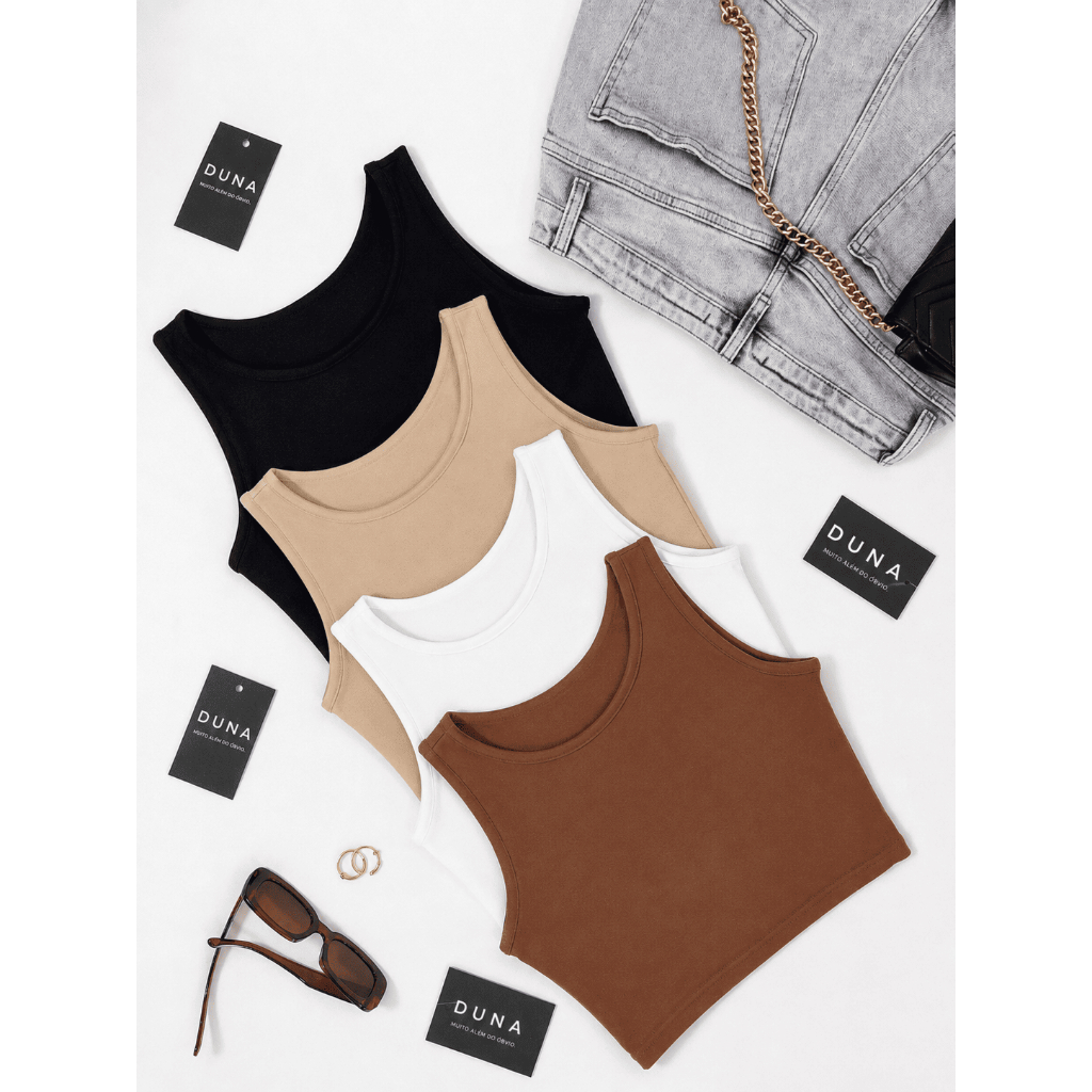 Cropped Feminino Blusinha Básica Suplex Premium Moda Blogueira - Tendência Liso Duna Veste 36 a 40 Tam Único