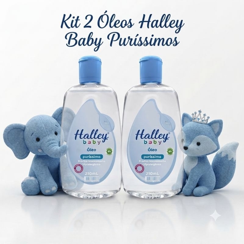 Óleos Halley Baby Infantil Puríssimo Kit com 2 Azuis 210ml cada