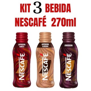 Kit 3 Bebida Láctea Nescafé 270ml Sabores Clássico Canela Chococino Kit De Café