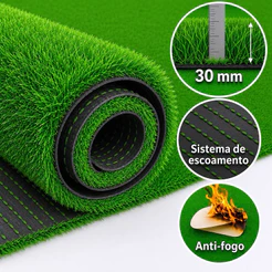 Grama Sintética 30mm. Largura 2 metros. 4m² | 6m² | 8m² | 10m² | 12m² - Jardim Playground Casa