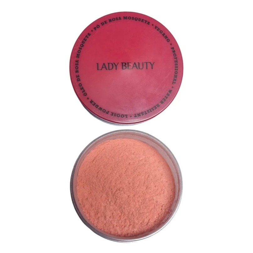 Pó Solto Facial Lady Beauty Rosa Mosqueta LB27 Ultrafino Efeito Matte Acabamento Aveludado Natural