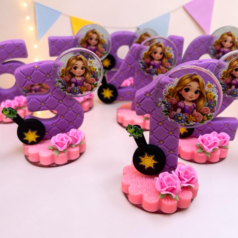 Vela de Biscuit Princesa Rapunzel - Enroladoss - PRONTA ENTREGA