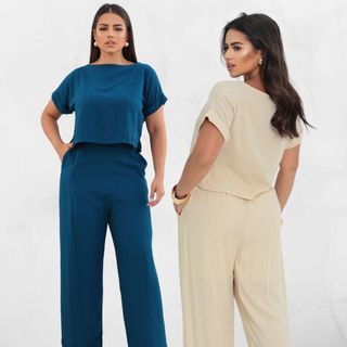 Conjunto Calça Pantalona Feminino Blusa Calça Wide Leg Elegante Blusa Blusinha Calça Flare Conjunto Alfaiataria Basico