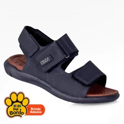 Sandália Papete Infantil Klin Menino Original Confortável Anatômica Velcro Azul Marinho Calce Fácil