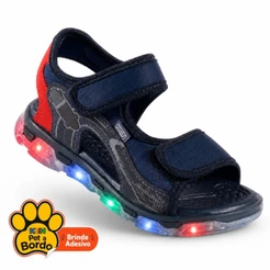 Sandália Papete Infantil Masculina Klin Light Foguete com LED Colorido e Velcro