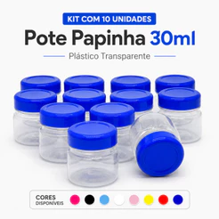 Kit Lembrancinha Festa 10 Unidades Pote Papinha 30ml Transparente para Doces e Personalizados