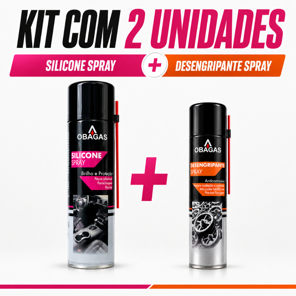 KIT Silicone em Spray + Desengripante Lubrificante Anticorrosivo 180g 350ml
