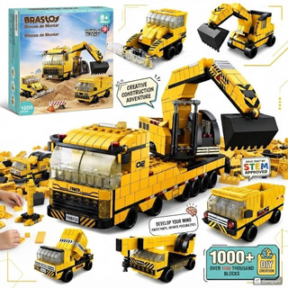 Blocos de Montar Caminhão 1000 Peças 6 em 1 Castela - Brinquedo Educativo e Decoração