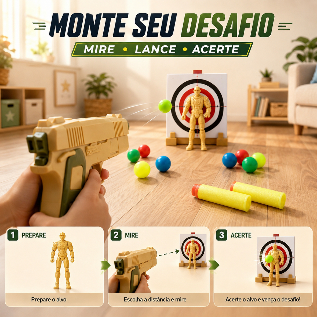 Kit Infantil Jogo de Mira com Bolinhas Dardos de Espuma e Boneco Alvo Coordenação e Diversão — imagem 2 de 2
