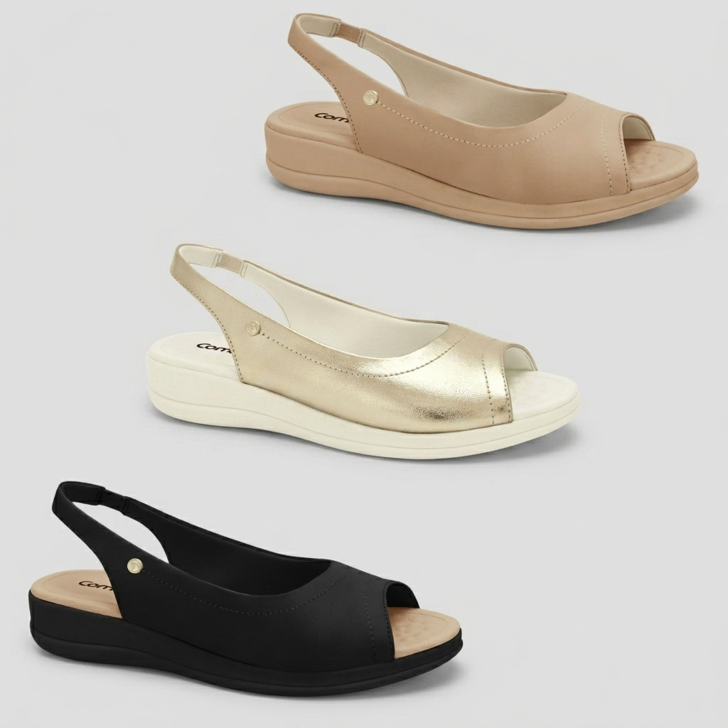Sandália Feminina Comfortflex Anabela Calce Fácil Confortáve