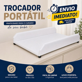 Trocador Portátil Almofadado MDF Courino Seguro Berço Americano Cômoda Suporte Banheira Fácil Limpeza Cores Variações