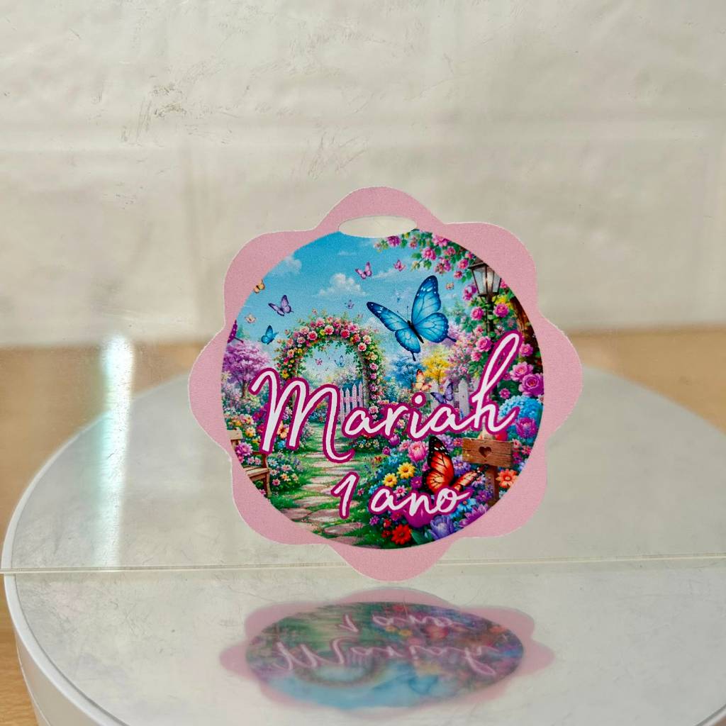 Lembrancinha Personalizada Tag com Furo  Jardim Encantado Borboleta