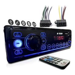 Rádio Som Automotivo Mp3 Player 1 Din Bluetooth 2 USB Aux Pen Drive Cartão SD FM Rádio Som Universal