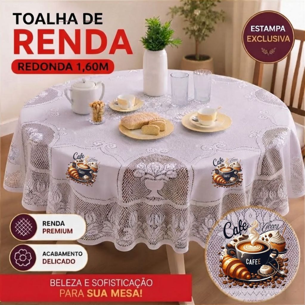 Toalha de Mesa Renda Redonda Estampada Escolha a Sua!!!