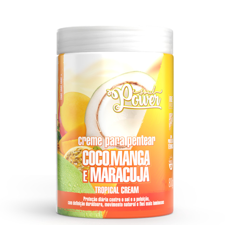 Creme para Pentear Coco, Manga e Maracujá Soul Power – Protege e Define – 800g