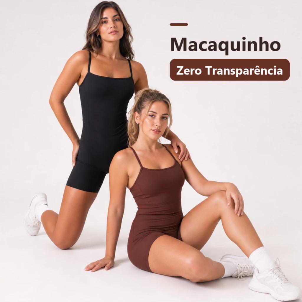 Macaquinho Feminino Para Academia De Alcinha Fitness Zero Transparência Suplex Premium Modela Corpo