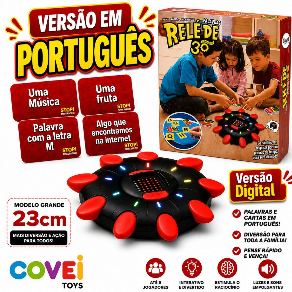 Jogo De Tabuleiro Stop Palavras Raciocínio Rápido Temporizador 10 Segundos Teclas Em Português