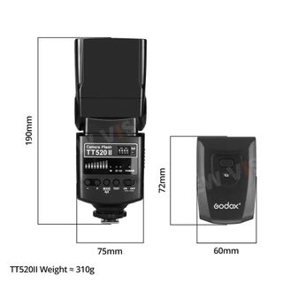ORIGINAL FLASH GODOX TT520 II UNIVERSAL SPEEDLITE + RADIO DISPARADOR NOVO