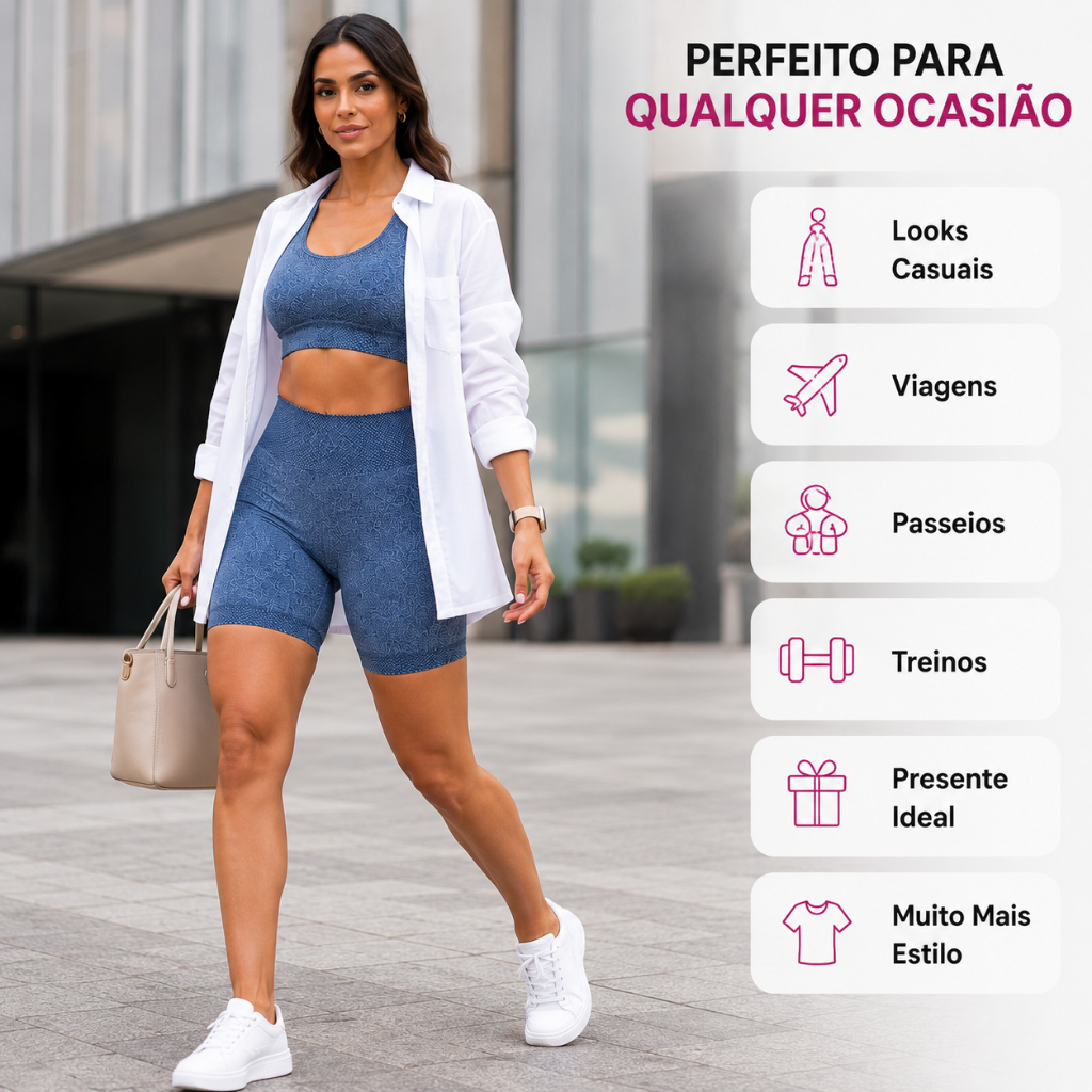 Conjunto Academia Shorts Empina Bumbum e Top Sem Costura Fitness Levanta Zero 0 Transparência Conjunto Fitness Feminino