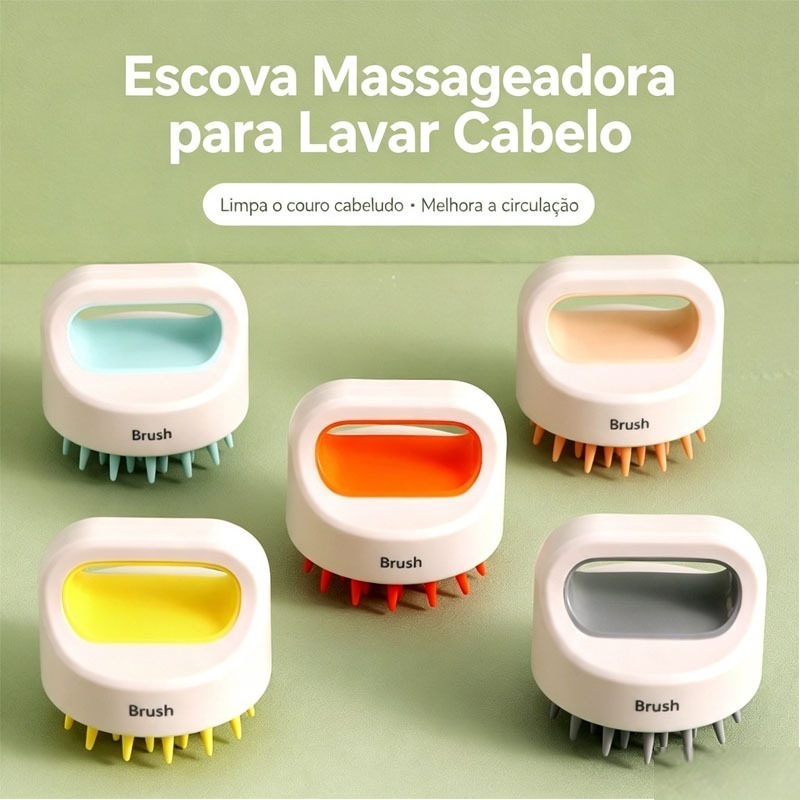 Escova Lavadora de Cabelo Massage Relaxante, Não Arranha o Couro Cabeludo, Remove Oleosidade e Caspa, Cuidado Capilar