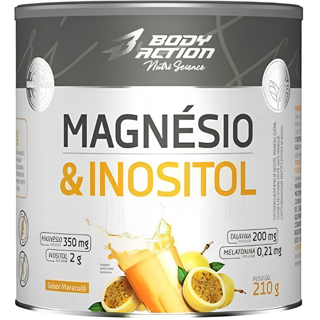 Magnésio e Inositol Bodyaction 210g - Sono e Saúde Muscular - Magnésio Original