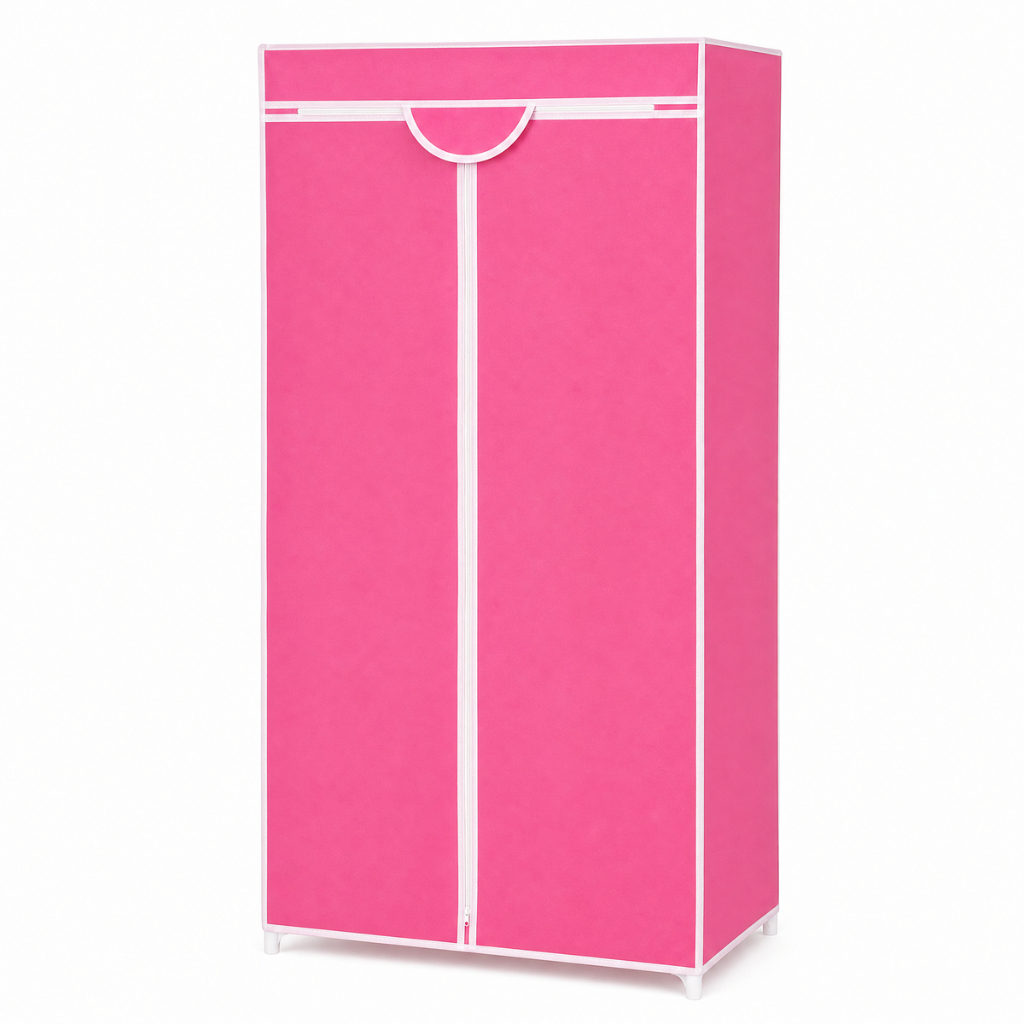 Guarda Roupa Portátil de Tecido Azul com Zíper Frontal Armário Closet Organizador Roupas Prateleira e Cabideiro — imagem 2 de 2