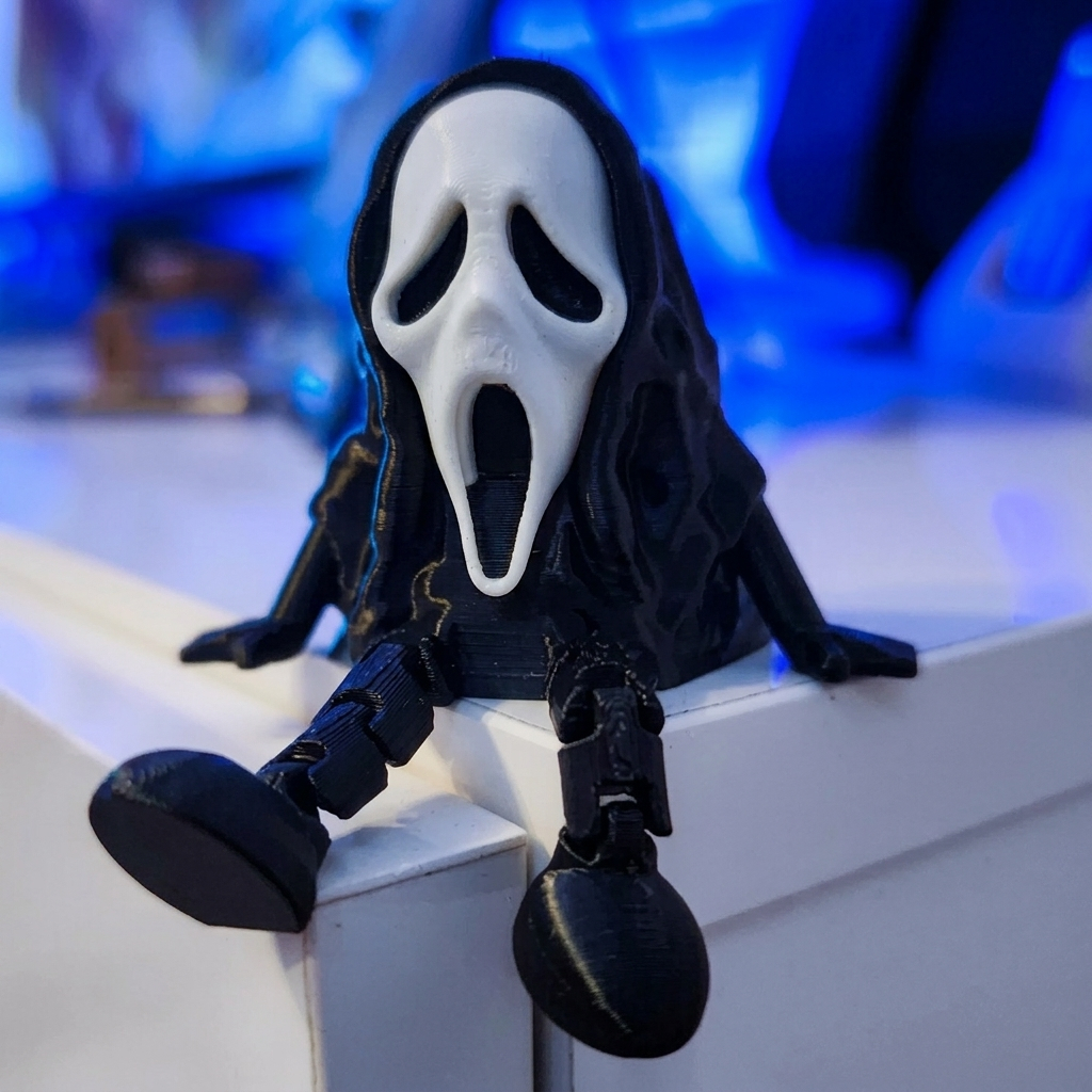 Boneco Geek Gamer Fantasminha Articulado Halloween Ghostface