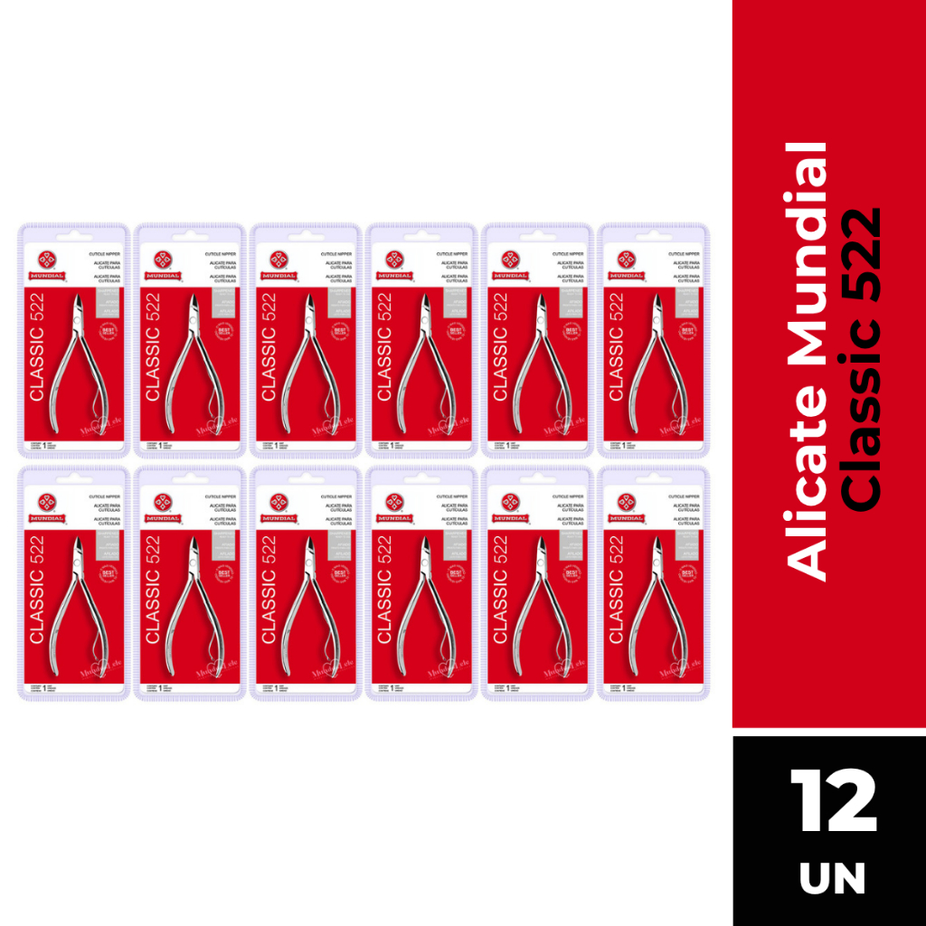 ALICATE DE CUTÍCULA CLASSIC MUNDIAL 522 - KIT C/12 UNIDADES