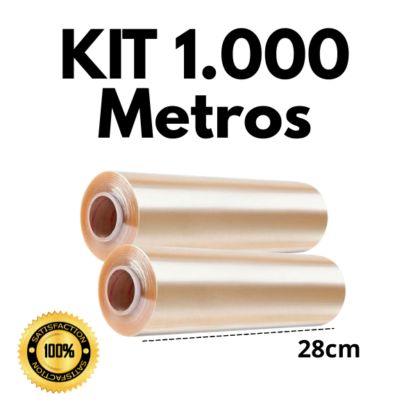 Kit 1000m Bobina Plastico Filme Pvc 28cm X 500 METROS CADA / ESTICAVEL / RESISTENTE