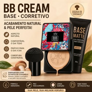BB Cream/Base/Corretivo Base Líquida com Esponja com Formato de Cogumelo ou Base Matte Bi…