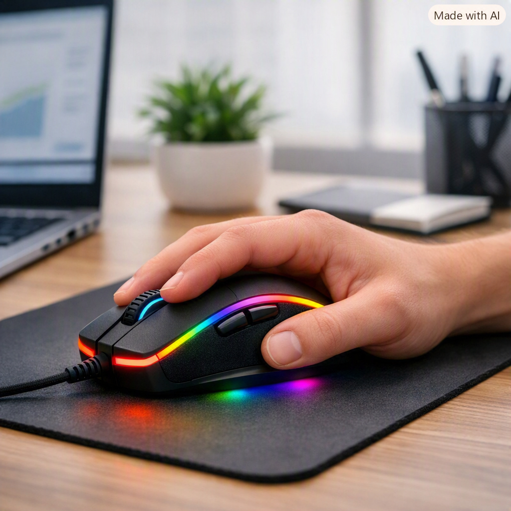 Mouse Gamer , Rainbow, 2400DPI, 3 Botoes, Preto