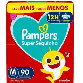 Fralda Descartável Pampers Supersequinha, Tamanho M 90 Unidades