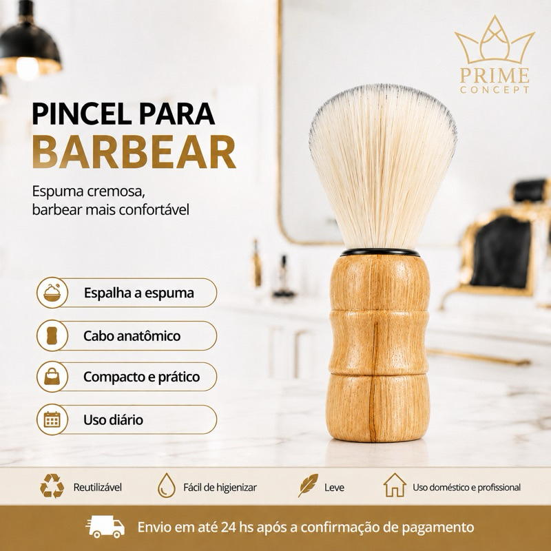 Pincel para Barbear 1/2/3 Unidades Aplicador de Espuma Pincel de Barba Cabo Anatômico Barbeiro Barbearia Profissional