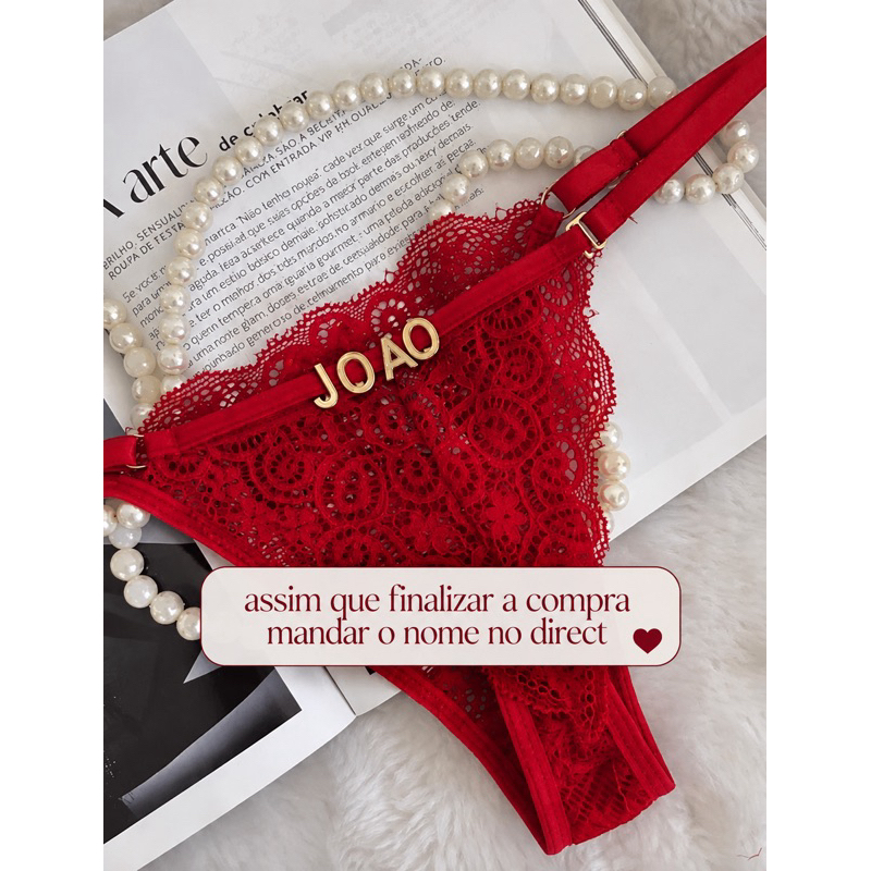 Calcinha com nome personalizado sexy tamanho único alça regulável