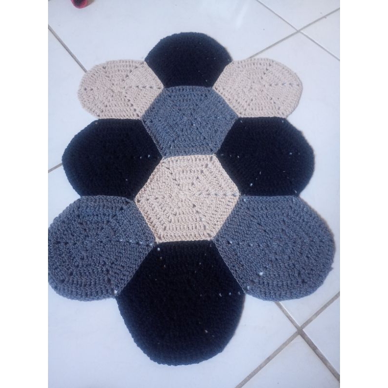 tapete de crochê Hexagonal
