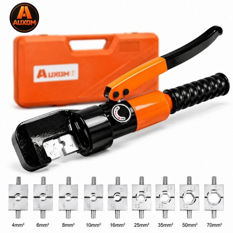 Alicate Hidráulico Prensa Crimpa Terminais 4 a 70mm² para Cabos Elétricos (9 Matrizes)