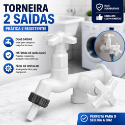 Torneira Maquina de Lavar e Tanque Área de Serviço ABS Branca