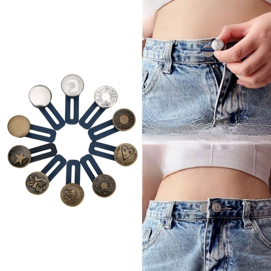 Extensor de Botões 2 Casas de Calça Jeans Ajuste Duplo Unissex Confortável Aumenta Medidas