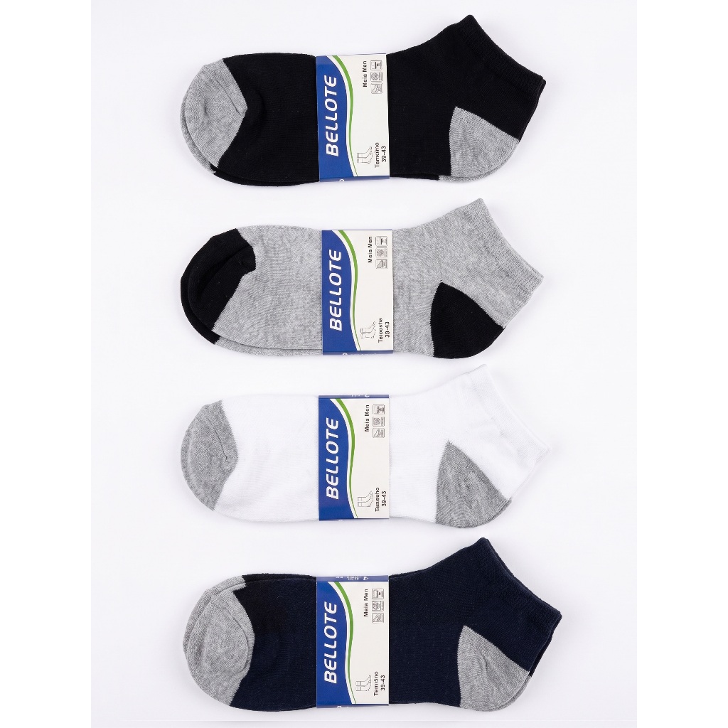 Kit 12 Pares de Meias Soquete Cano Curto Masculina Premium Grosso