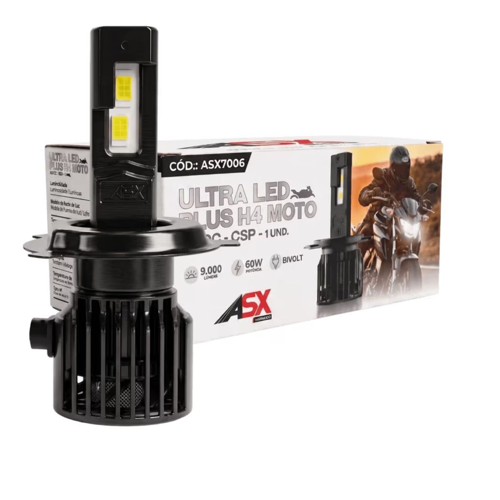Lâmpada H4 Moto ASX Ultra LED CSP 60W 9000 Lumens Bivolt