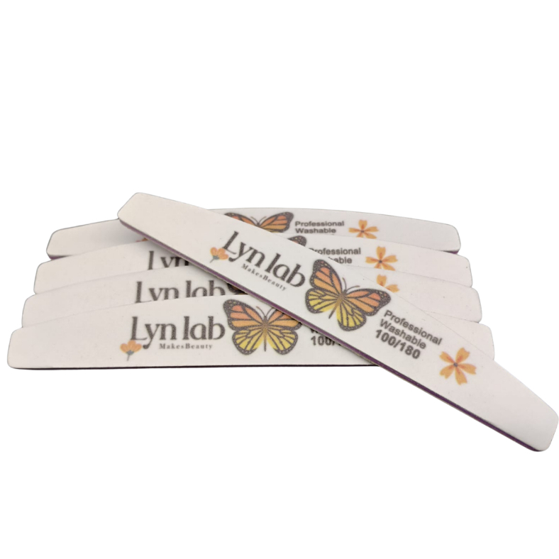 Kit Com 10 Lixas Abrasiva para Unhas Bumerangue Borboleta 100/180 LynLab –Profissional JY10144
