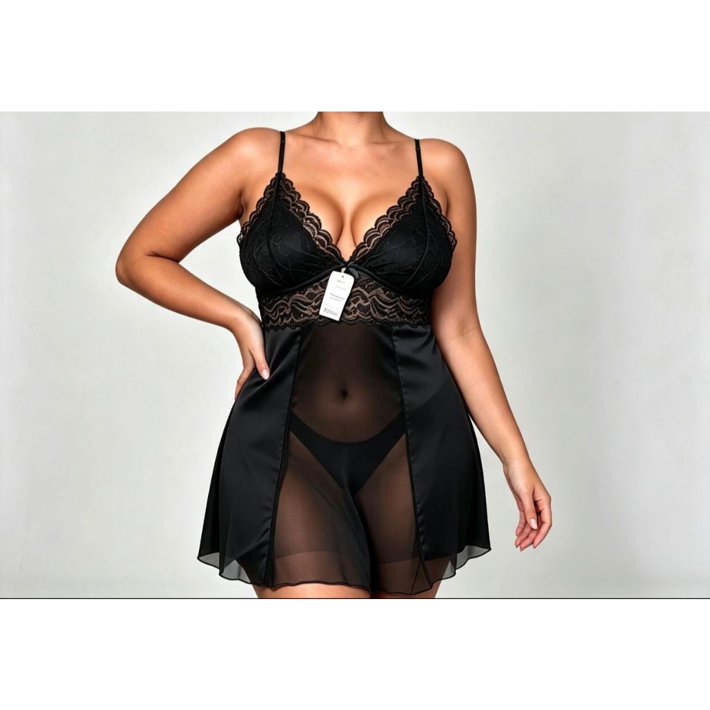 Camisola Giuly Sexy com Renda Detalhada Confortável Barato — imagem 2 de 2