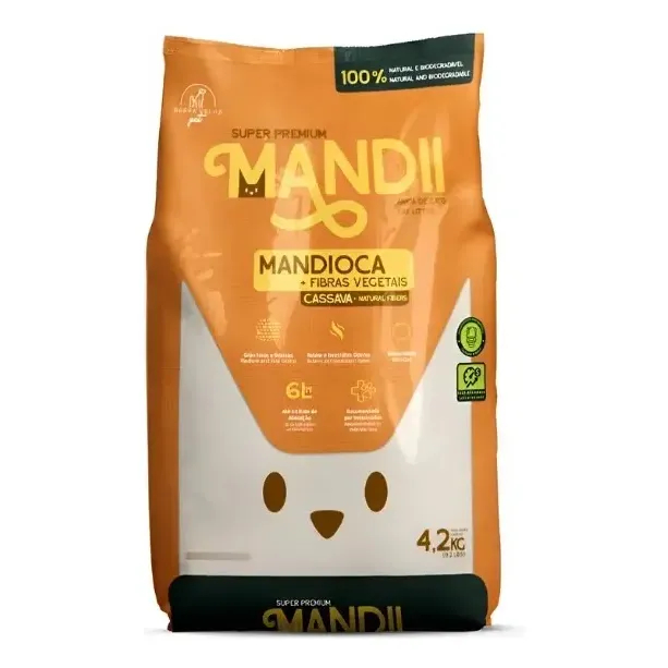 Areia Mandii Biodegradável 4,2kg Para Gatos E Roedores