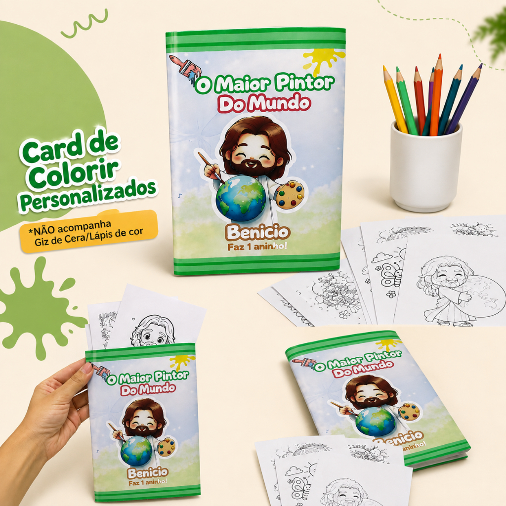 Lembrancinha Festa Infantil Aniversário Kit Cards de Colorir Personalizado/ FAZEMOS EM DIVERSOS TEMAS
