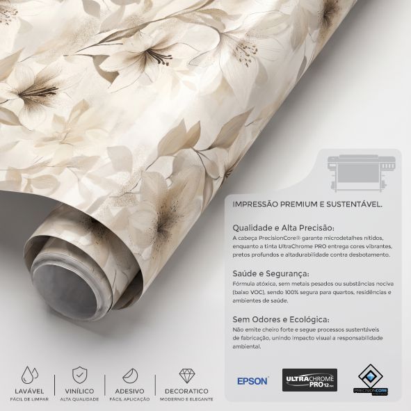 Papel de Parede Adesivo Floral para Cozinha, Sala, quarto Autocolante