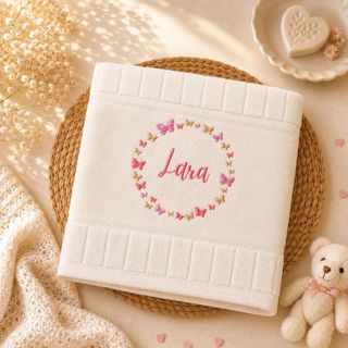 Toalha Bordada Personalizada Borboletas Infantil Com Nome Para Bebê Dohler