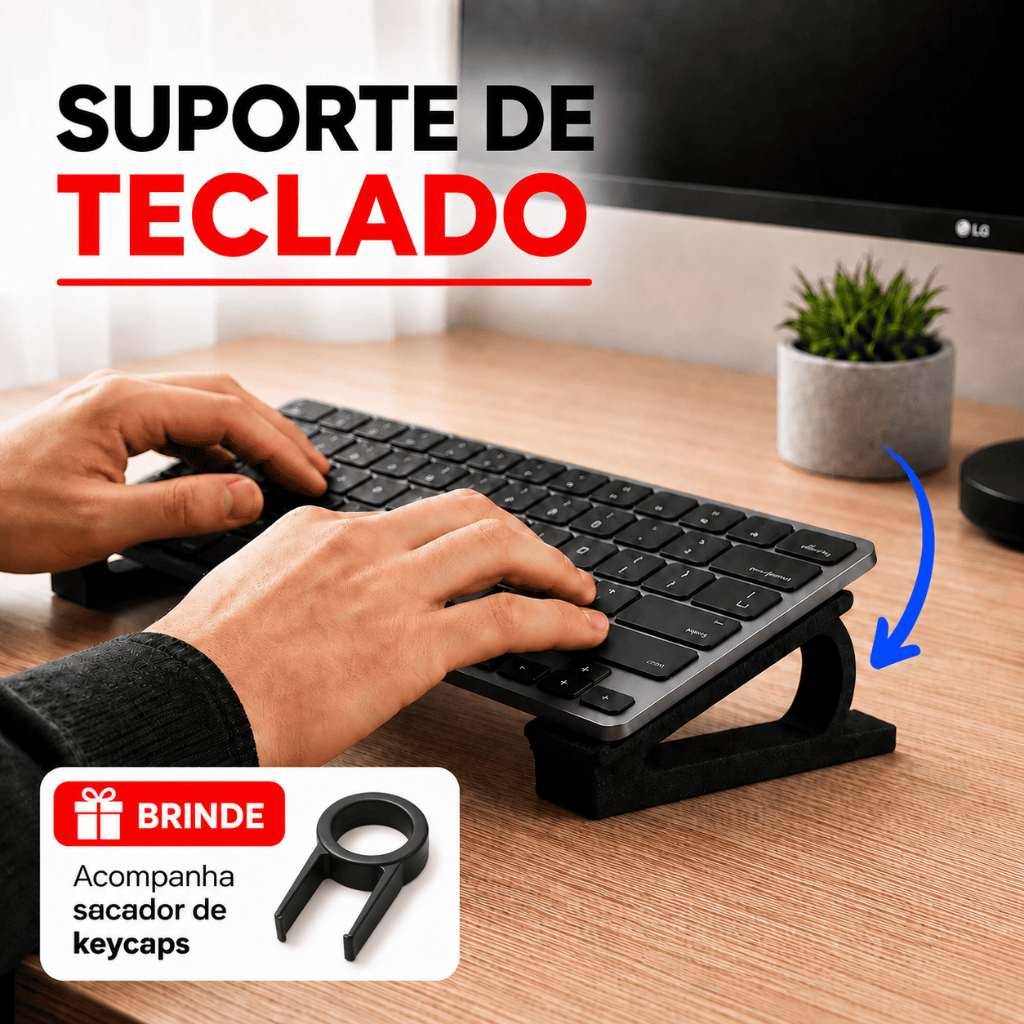 Suporte para teclado Universal, Melhor inclinação e ergonomia + Saca Keycaps