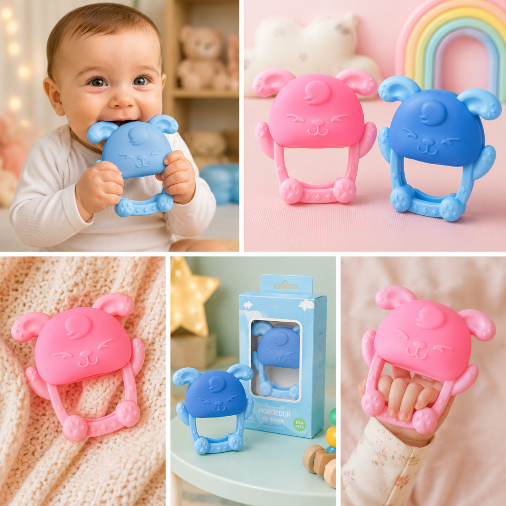 Brinquedos De silicone Para Dentição Bebês Com Mais De 3 Meses Mordedor De Pulso À Prova De Queda Mastigar Sem BPA · foto 2